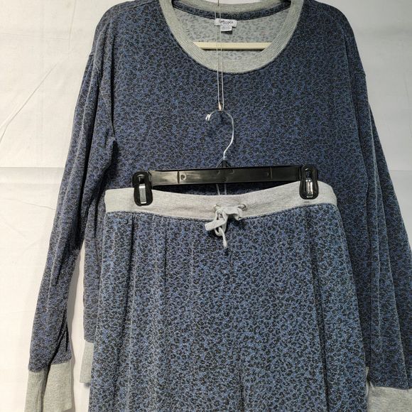 2 Piece Splendid Blue Gray Leopard Long Sleeve Pajama Set Super Comfy M - Picture 6 of 12